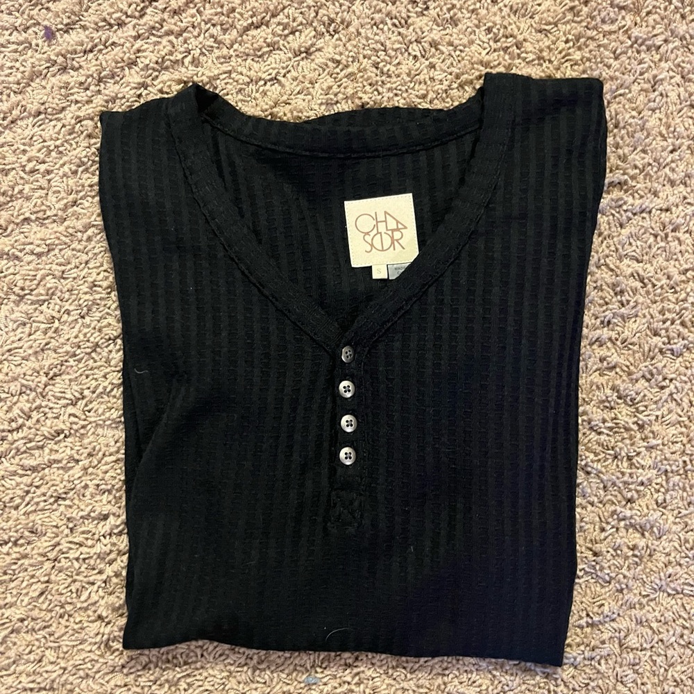 Black full length top, size S